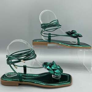 NEW I.N.C. Women’s Gilma Flower Lace up Sandals Emerald Size 6.5M